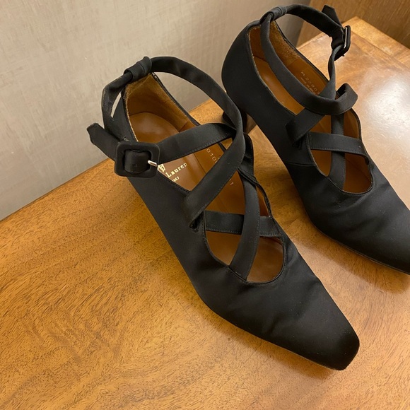 Vintage Ralph Lauren Black Satin Shoes Size 6 - Picture 5 of 16